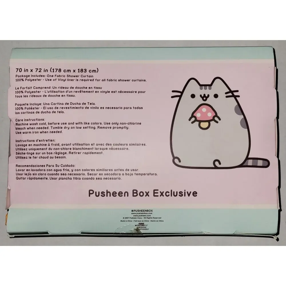 Pusheen Cat Fabric Shower Curtain 70x72” - Fall 2017 Subscription Box Exclusive